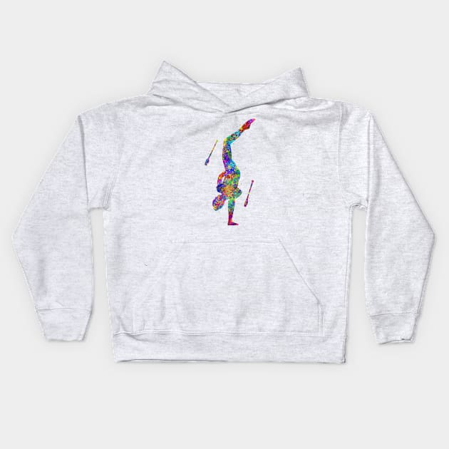 Rhythmic gymnastics juggling Kids Hoodie by Yahya Art